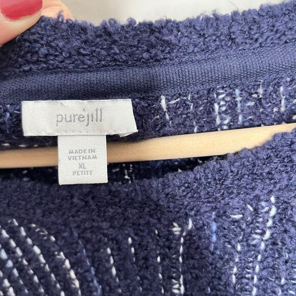 J. Jill Pure Jill Womens Pullover Knit Kimono Sweater XLP Navy Stiped 3/4 Sleeve - Picture 5 of 9